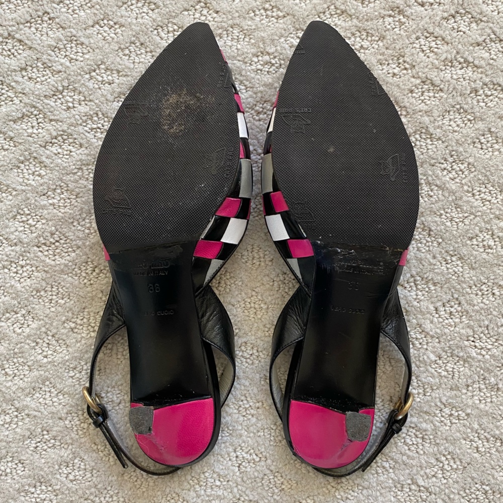 🎉HP🎉  MIU MIU slingback woven leather kitten heel pumps, size EU 36 - Picture 8 of 11